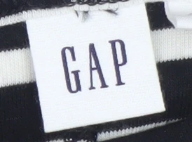 GAP Women’s Black Striped Shift Dress M 3/4 Sleeve Boat Neck - Image 4