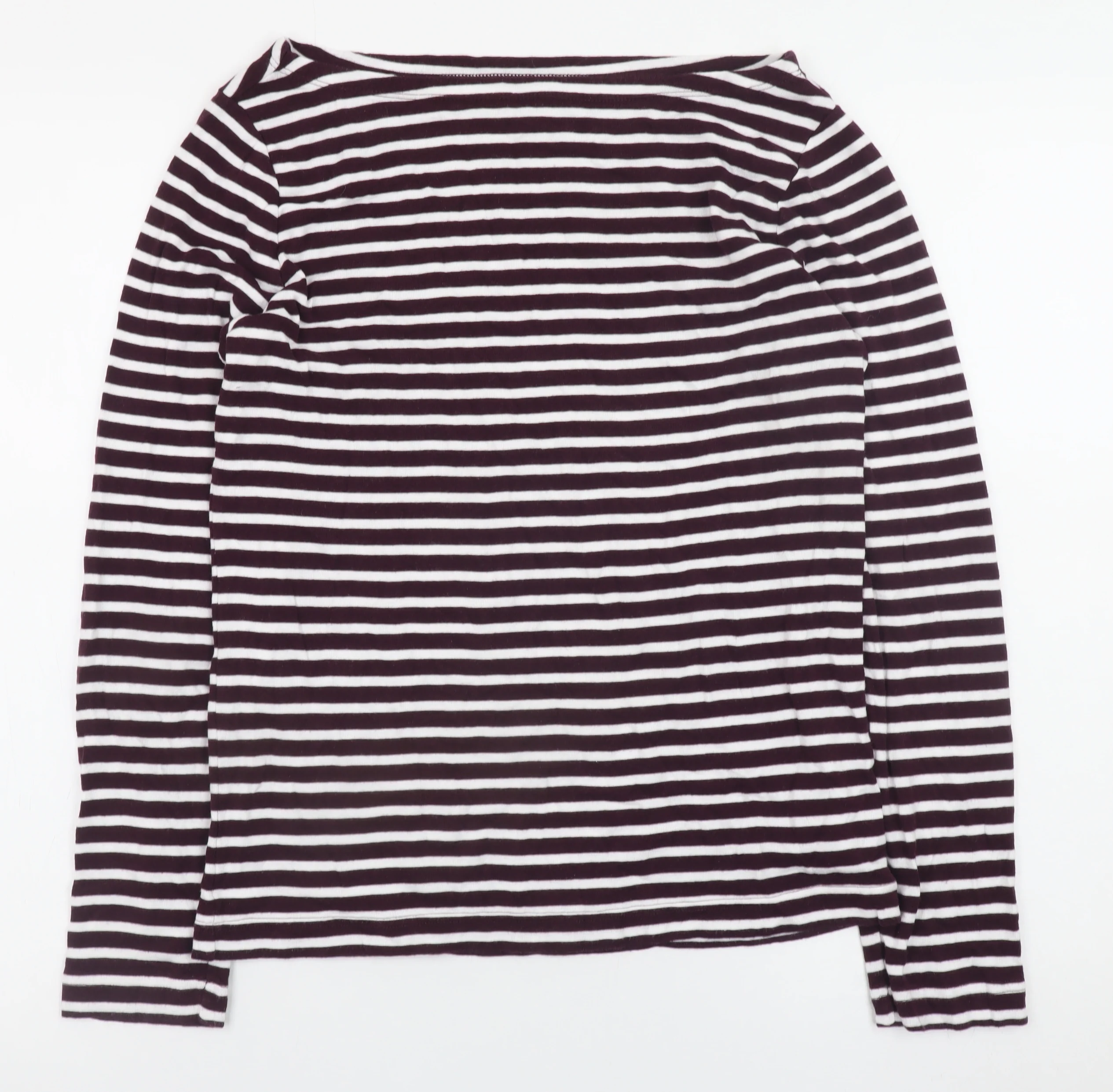 GAP Women’s Black & White Striped Long Sleeve Boat Neck Cotton Modal Jersey Top L