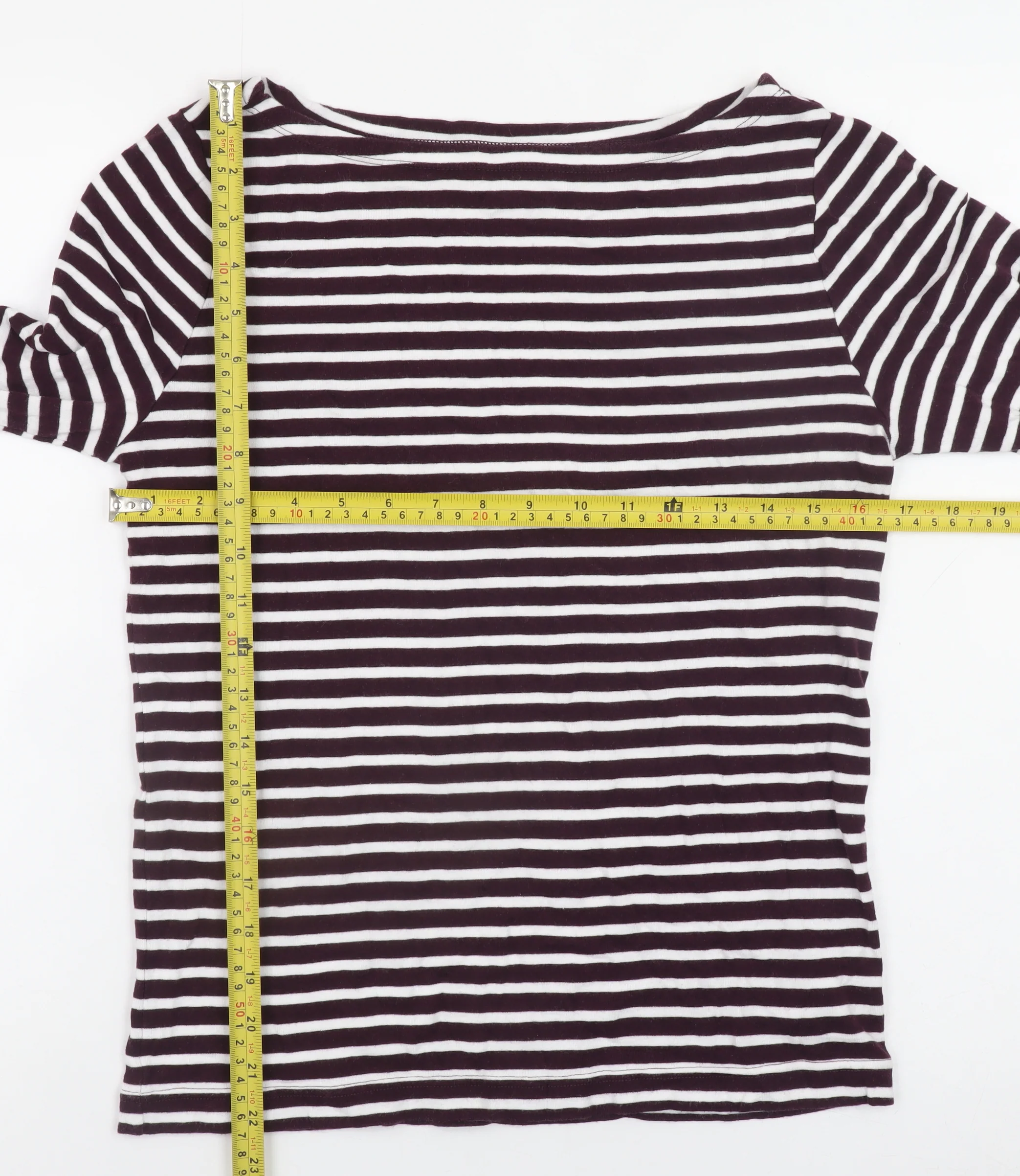 GAP Women’s Black & White Striped Long Sleeve Boat Neck Cotton Modal Jersey Top L - Image 2