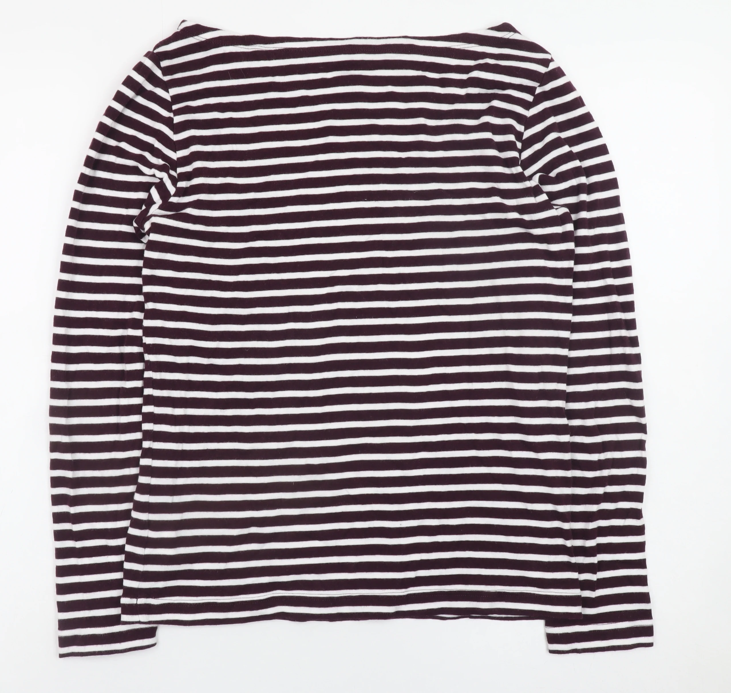 GAP Women’s Black & White Striped Long Sleeve Boat Neck Cotton Modal Jersey Top L - Image 3