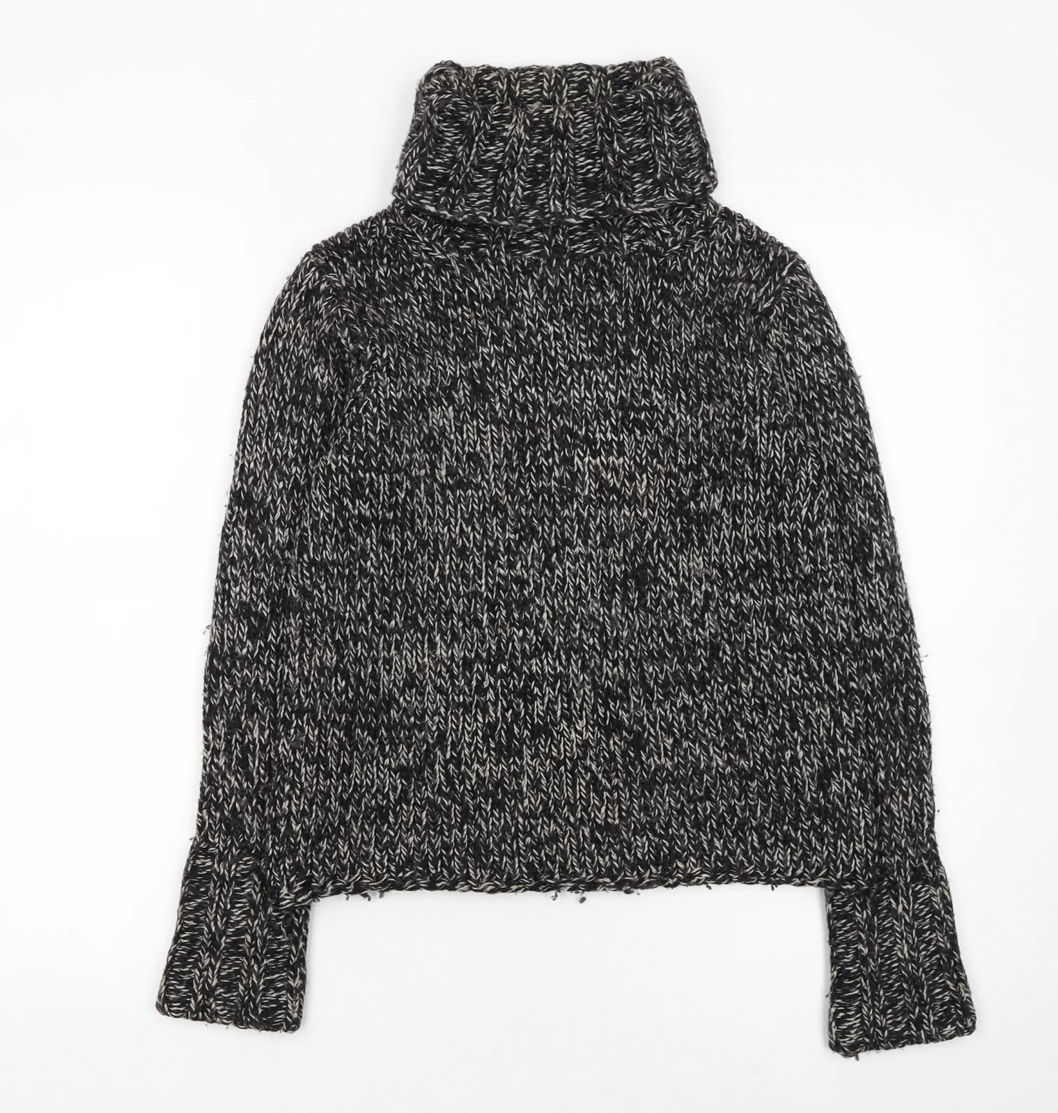 GAP Women’s Black Wool Blend Chunky Roll Neck Jumper Size S