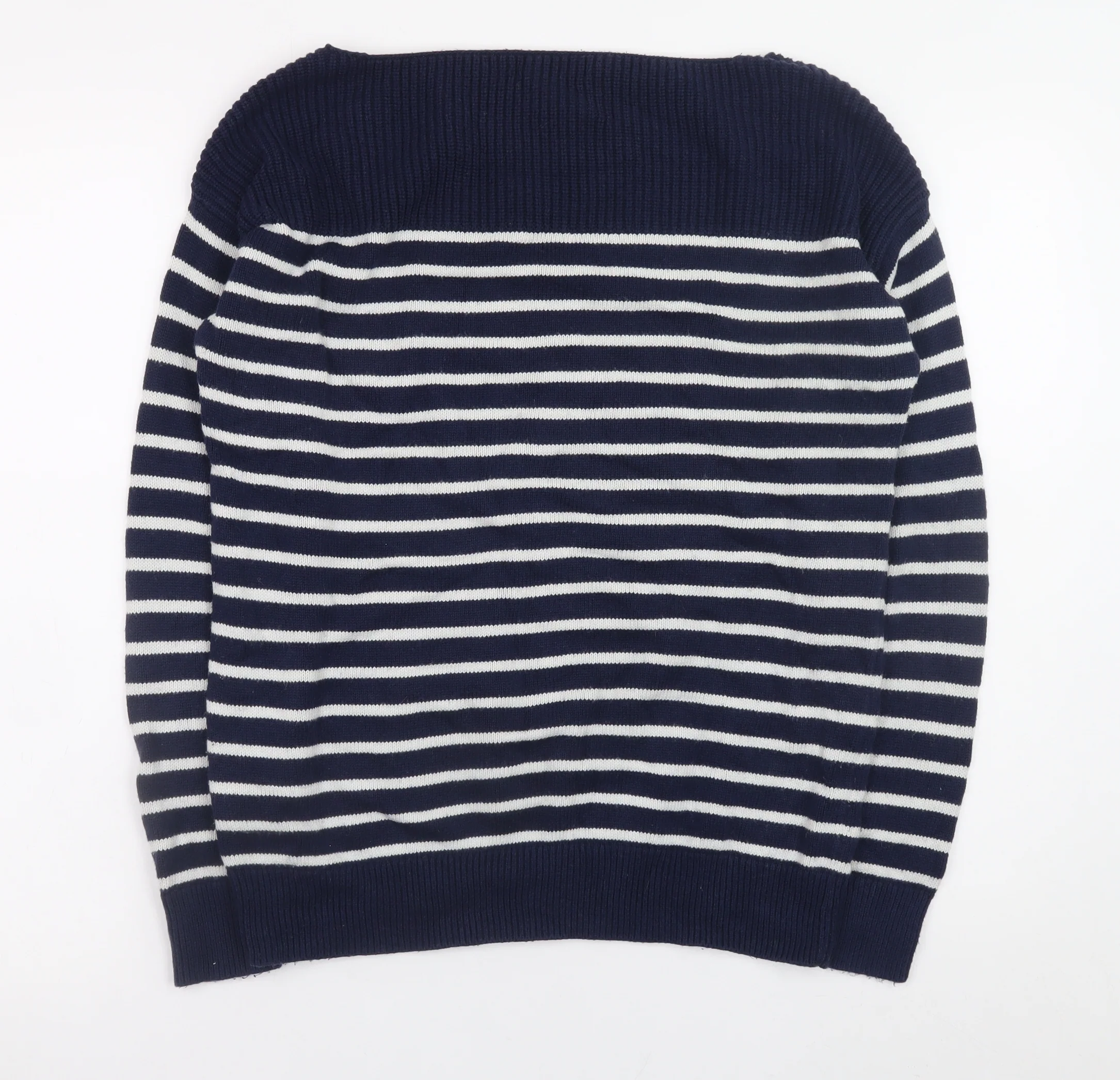 Gap Women’s Blue Striped Cotton Boat Neck Jumper Size S - Image 3