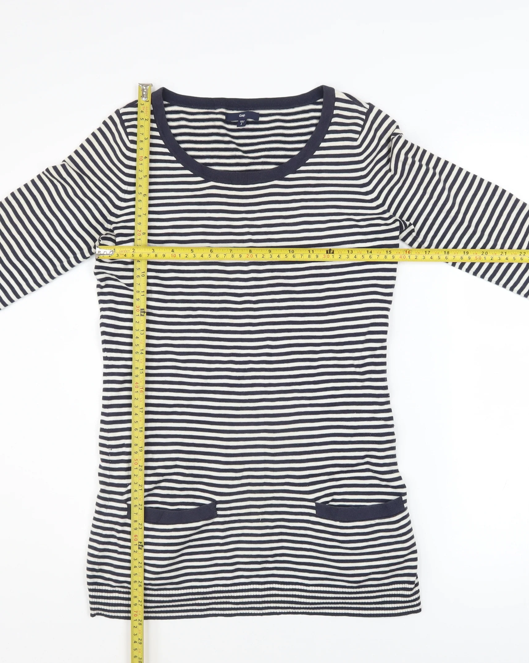 Gap Women’s Blue Striped Scoop Neck Cotton Knit Long Sleeve Jumper Size S - Image 2