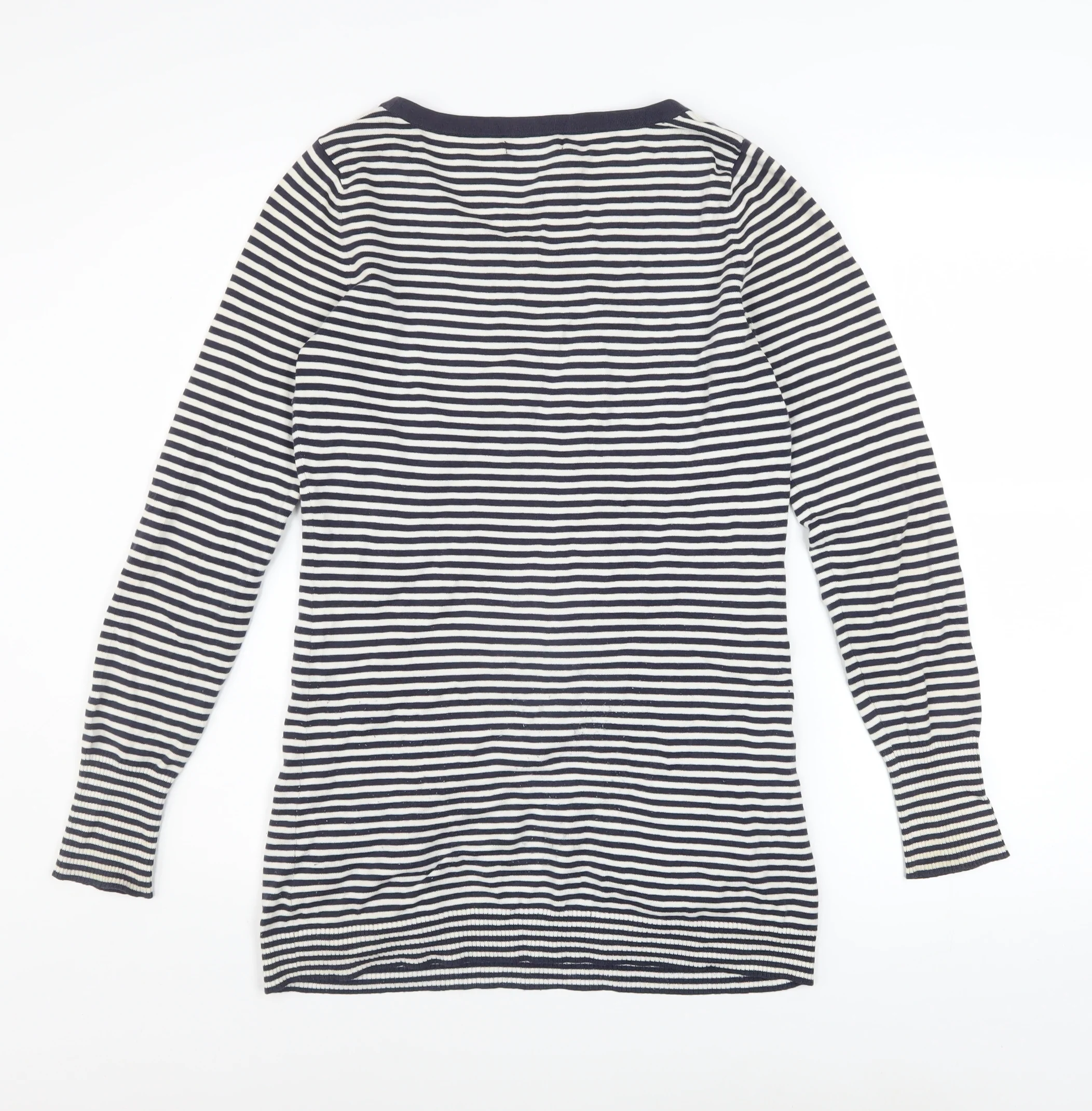 Gap Women’s Blue Striped Scoop Neck Cotton Knit Long Sleeve Jumper Size S - Image 3
