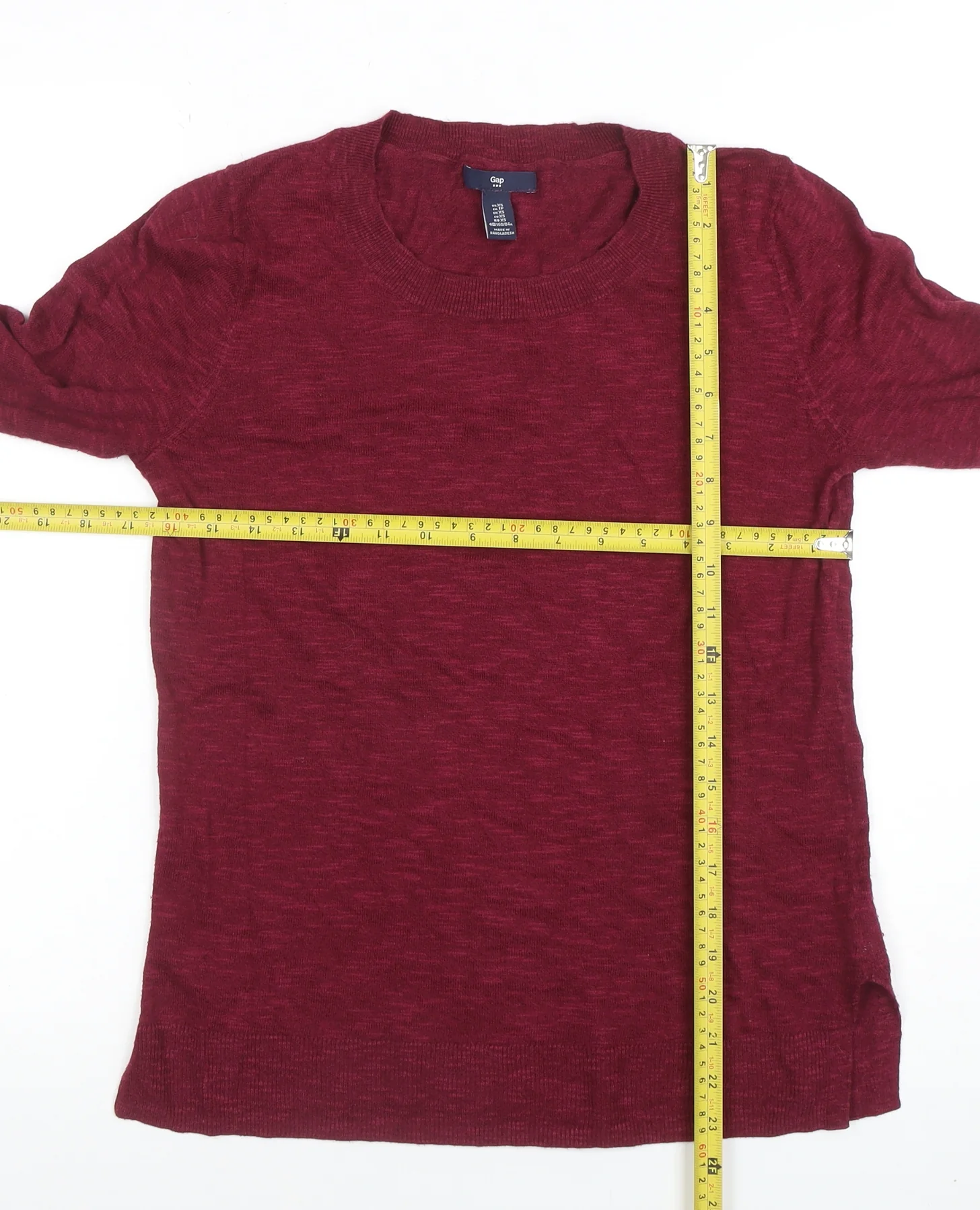 GAP Women’s Red Cotton Blend 3/4 Sleeve Knit Top XS - Image 2