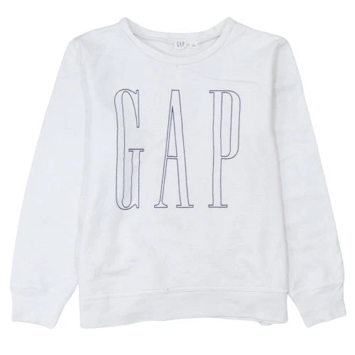 GAP Women White Small Pullover Sweatshirt Crew Neck Logo