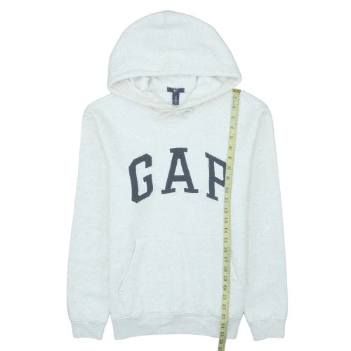 Gap Womens Beige Pullover Hoodie Small Cotton Blend Logo Casual - Image 3