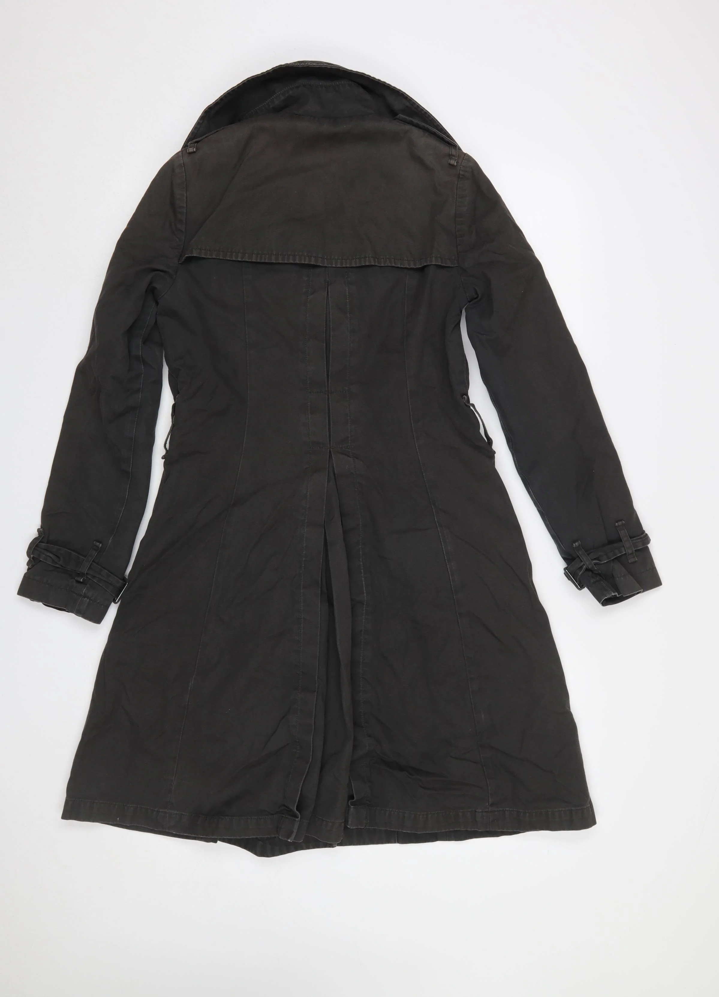GAP Women's Black Cotton Trench Coat Size 8 Long Lined Classic Style - Image 3