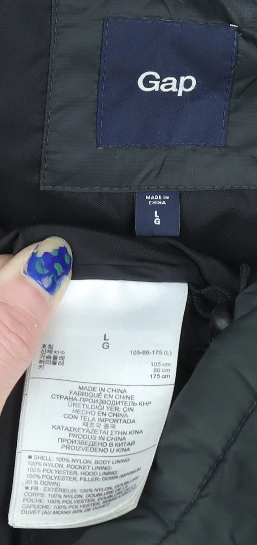 Gap Womens Black L Puffer Jacket Down Insulated Nylon Winter Coat - Image 4