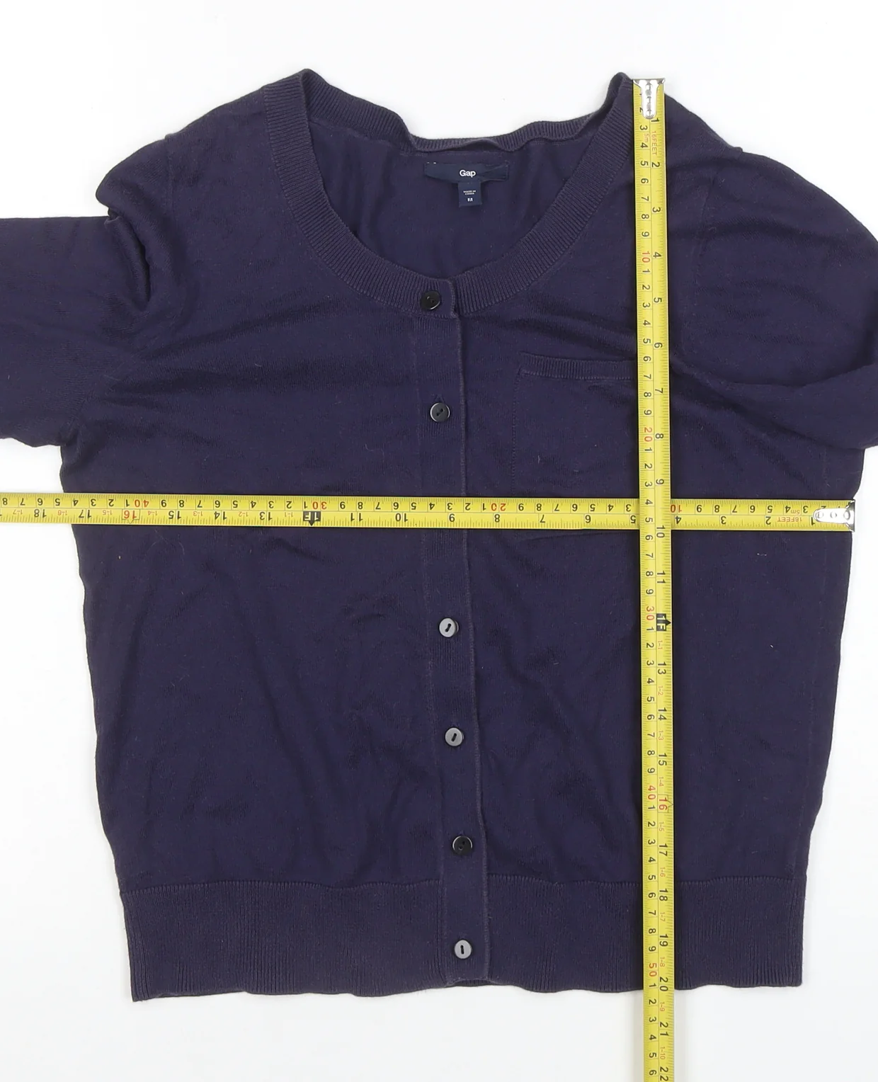 Gap Women's Blue Cotton 3/4 Sleeve Button Cardigan M - Image 2