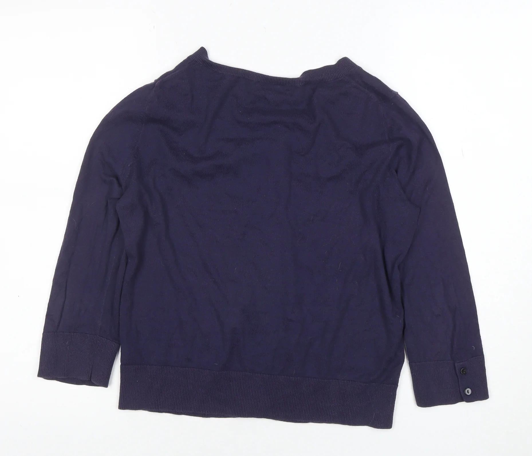 Gap Women's Blue Cotton 3/4 Sleeve Button Cardigan M - Image 3