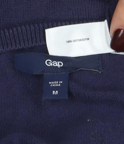 Gap Women's Blue Cotton 3/4 Sleeve Button Cardigan M - Image 4