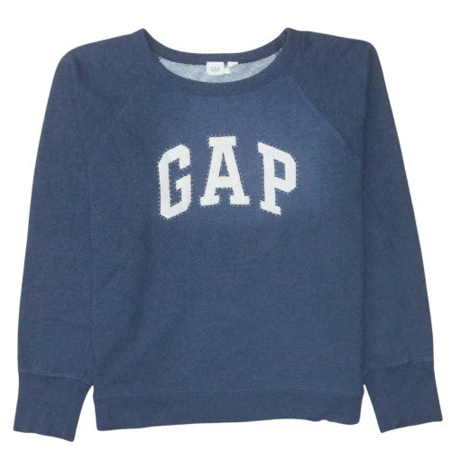 GAP Womens Blue Cotton Blend Logo Pullover Sweatshirt Size M