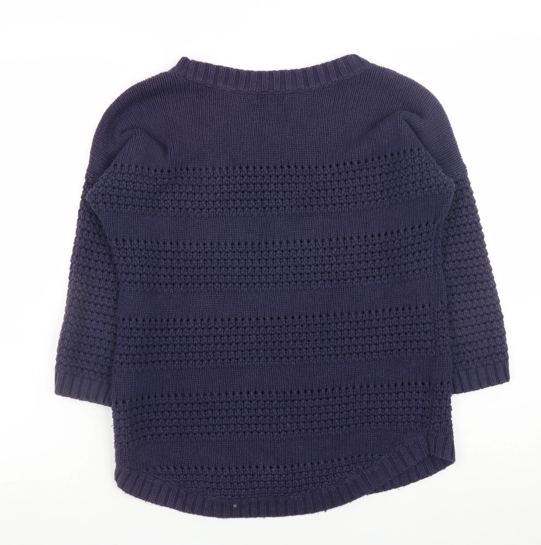 Gap Women's Blue Cotton Chunky Knit 3/4 Sleeve Pullover Jumper XS - Image 3
