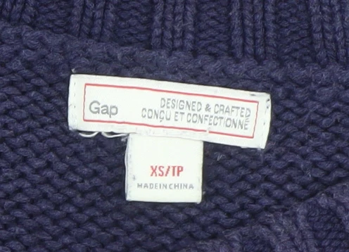 Gap Women's Blue Cotton Chunky Knit 3/4 Sleeve Pullover Jumper XS - Image 4