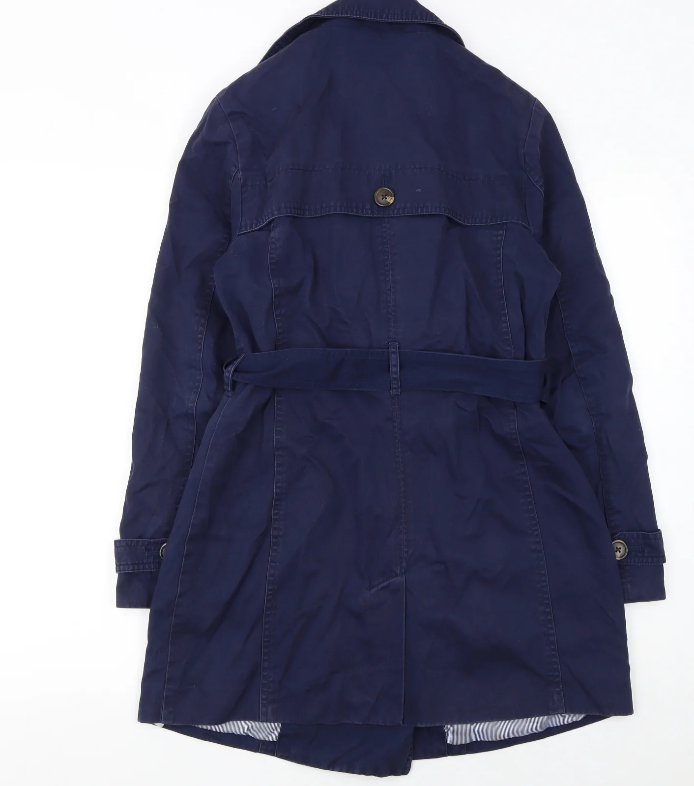 Gap Women's Blue Cotton Trench Coat XS Belted Mid-Length - Image 3
