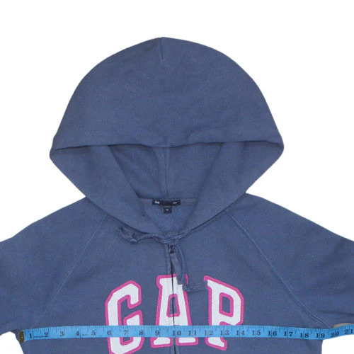 GAP Womens Blue Full Zip Hoodie Medium Cotton Logo Casual - Image 3
