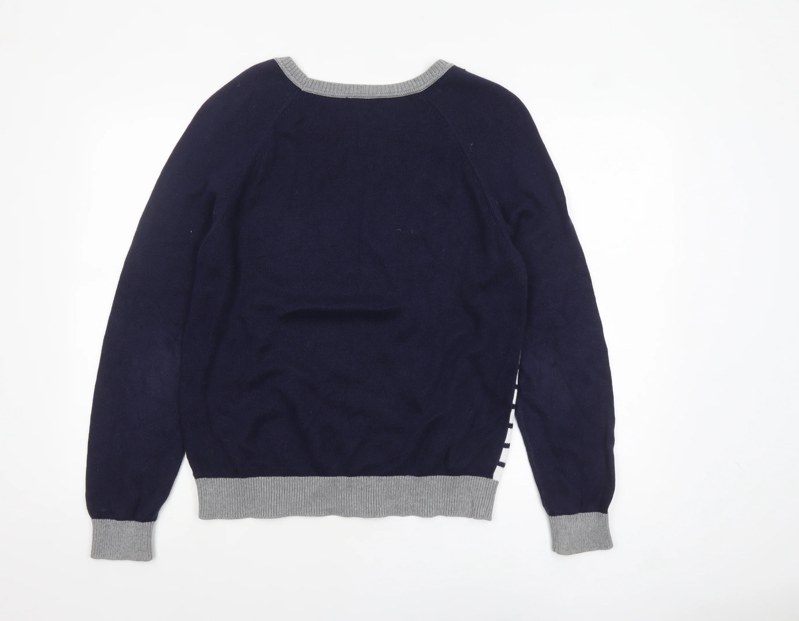 Gap Women's Blue Striped Crew Neck Cotton Jumper Size L - Image 3