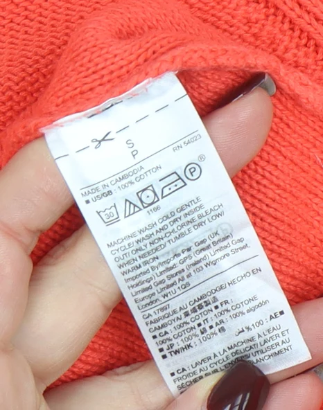 GAP Women's Coral Cotton Crew Neck Jumper Size S Long Sleeve - Image 5