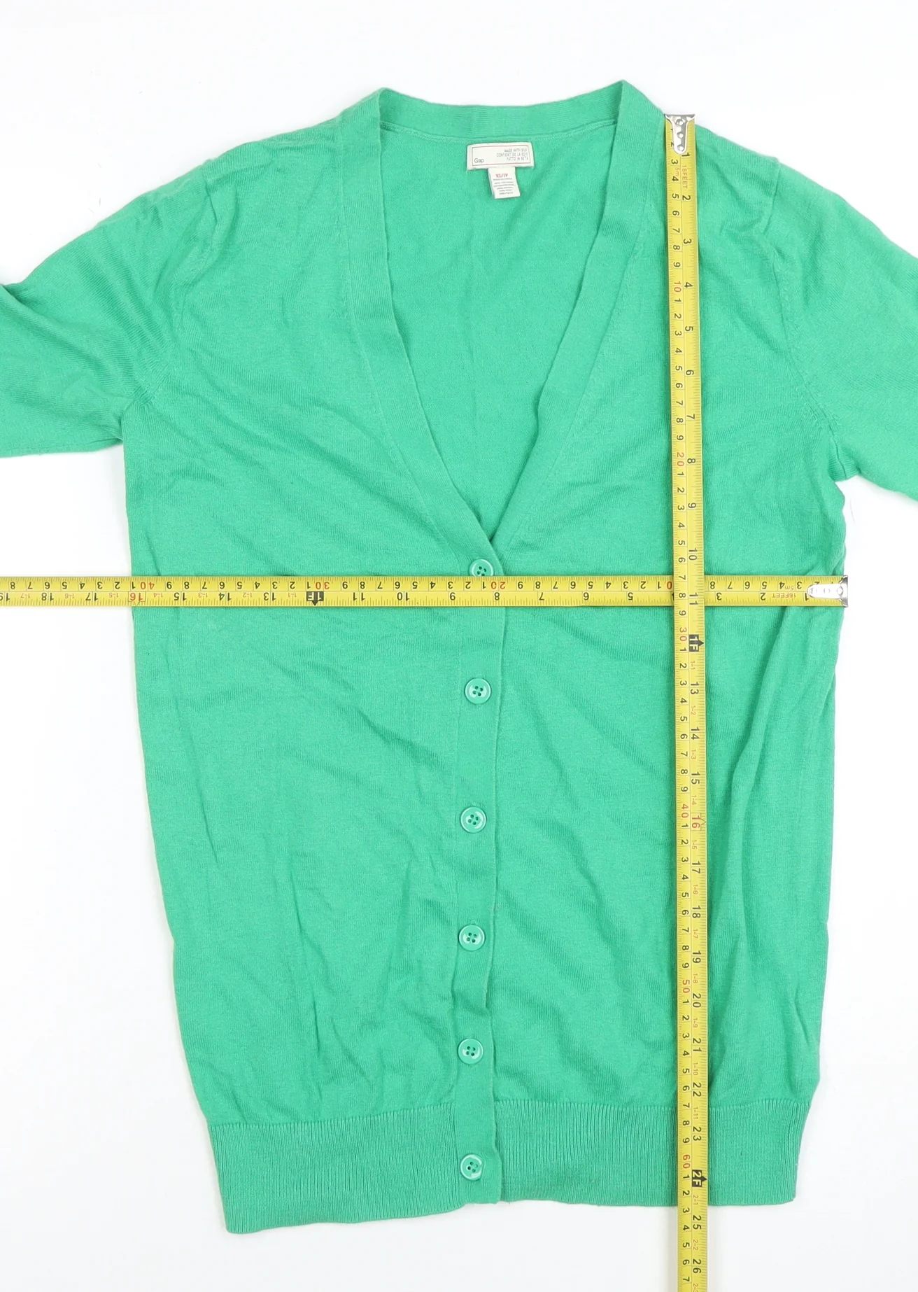 Gap Women's Green XS V-Neck Silk Cotton Cardigan - Image 2