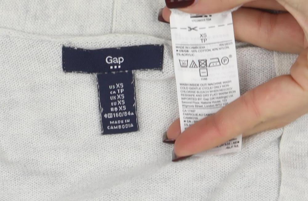 GAP Women's Grey Cotton Blend Open Front Cardigan XS - Image 4