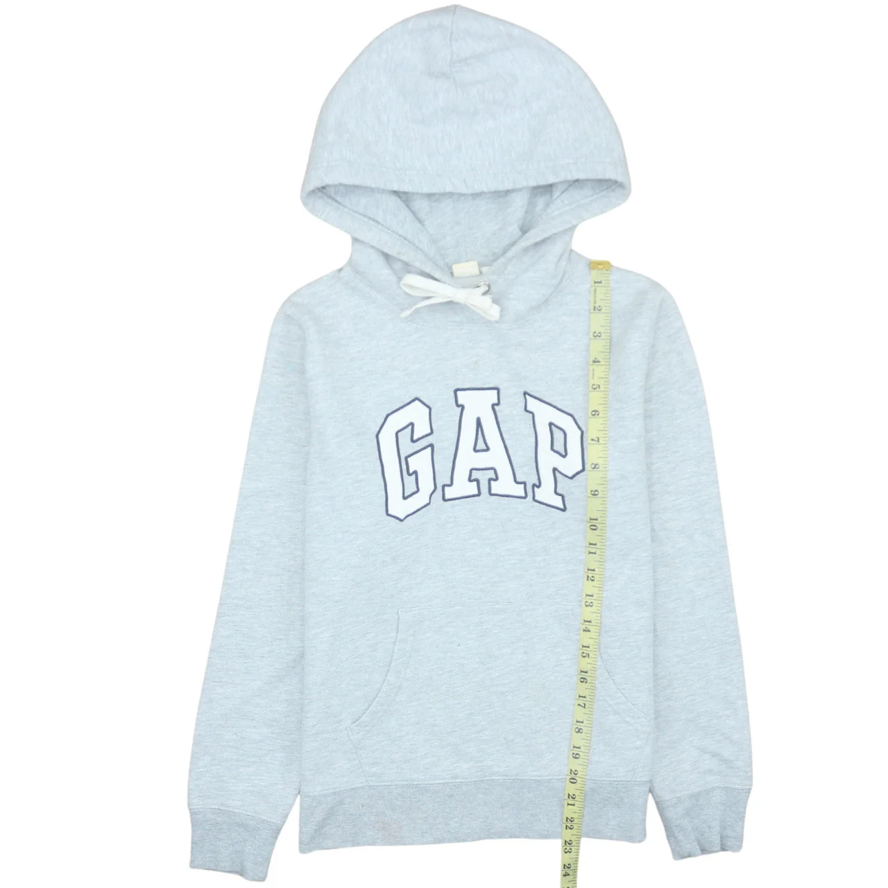 GAP Womens Light Grey Pullover Hoodie Small Cotton Blend Logo Casual - Image 2
