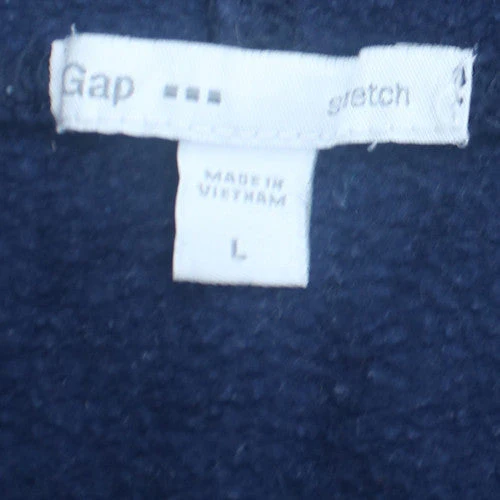 GAP Womens Navy Blue Pullover Hoodie L Logo Design Cotton Blend - Image 5
