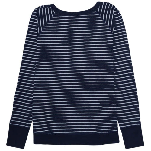 GAP Women's Navy Striped Logo Pullover Sweatshirt XS Cotton Blend - Image 4