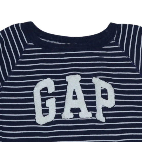 GAP Women's Navy Striped Logo Pullover Sweatshirt XS Cotton Blend - Image 8