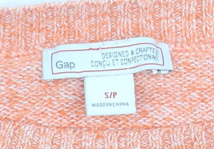 Gap Women's Orange Cotton Crew Neck Pullover Jumper Size S - Image 4