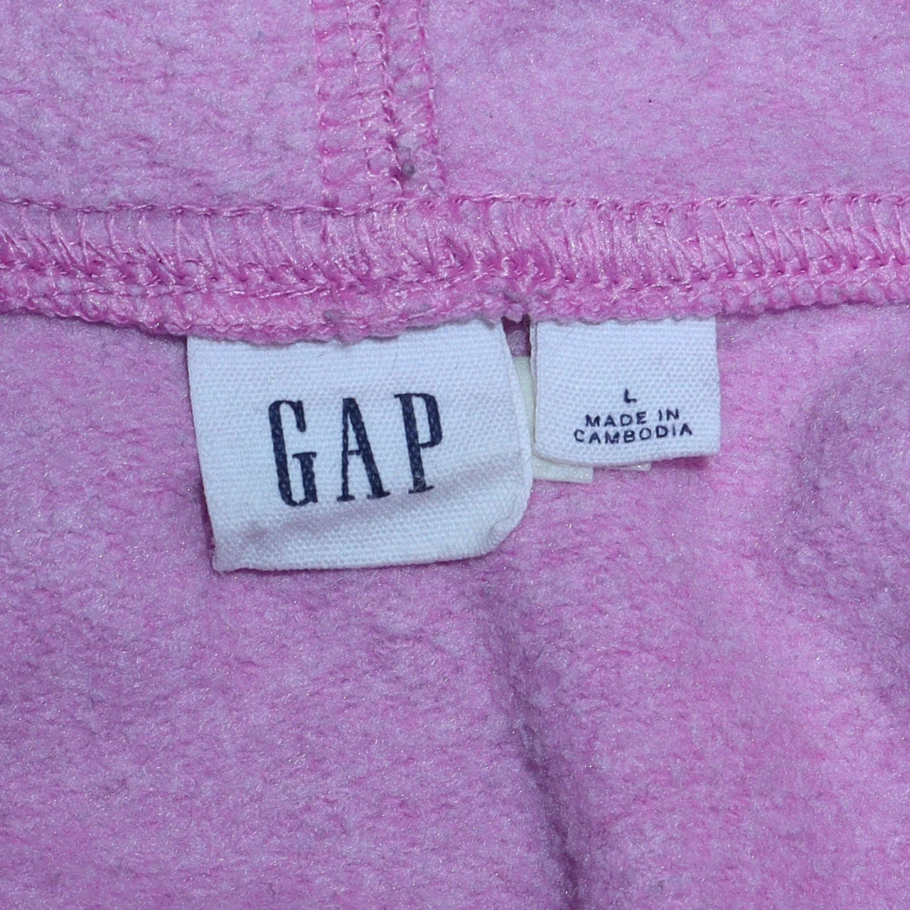 GAP Womens Pink Burgundy Pullover Hoodie Size L Colourblock Logo Sweatshirt - Image 5