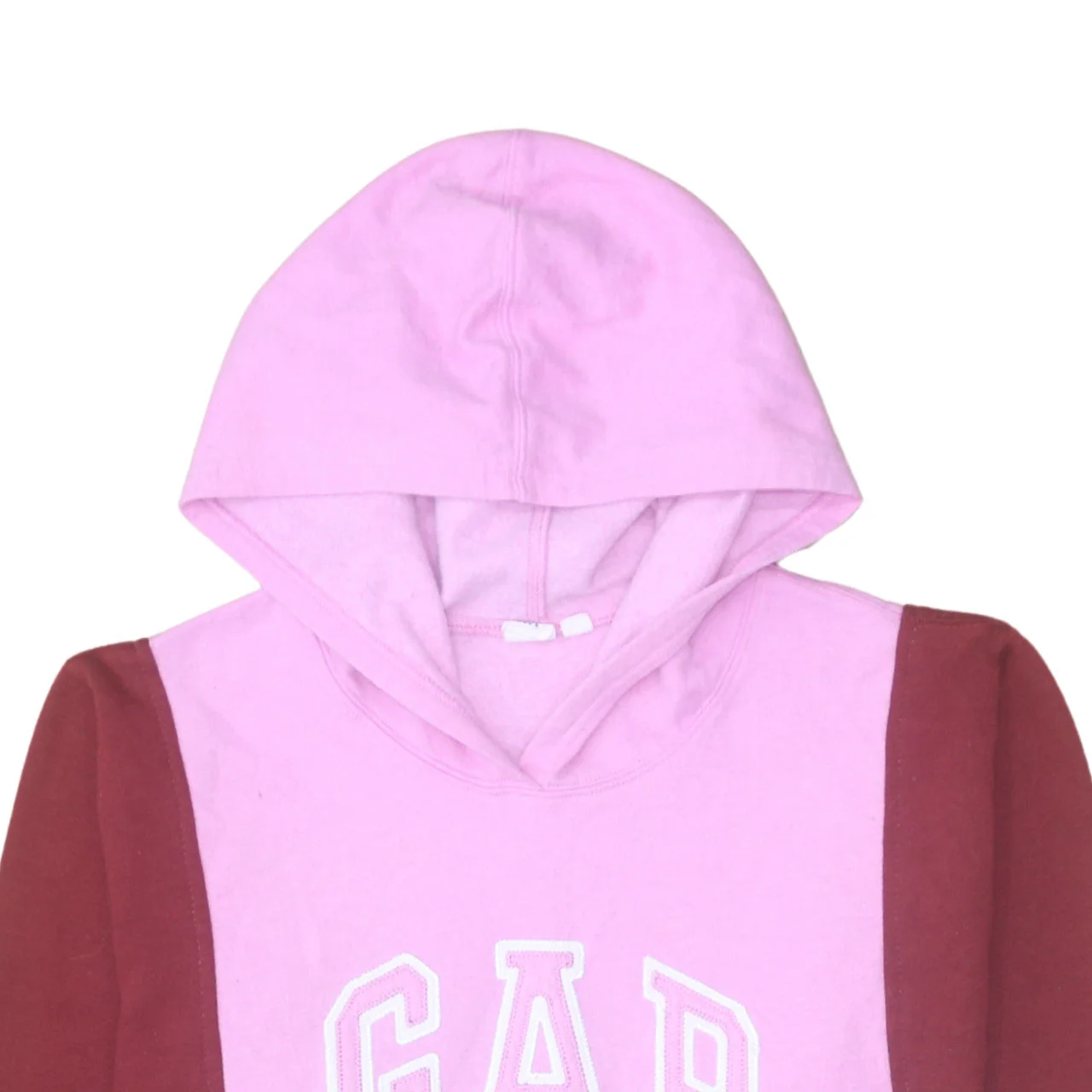GAP Womens Pink Burgundy Pullover Hoodie Size L Colourblock Logo Sweatshirt - Image 7