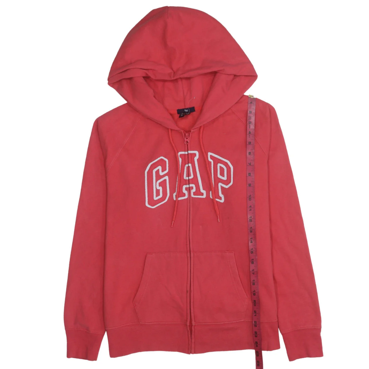 GAP Women's Red Full Zip Hoodie Size M Cotton Blend Casual Sweatshirt - Image 2