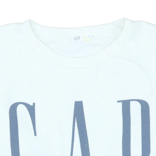 GAP Womens White Crew Neck Logo Sweatshirt Size M Cotton Blend - Image 8