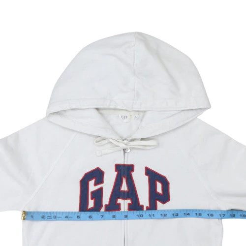 GAP Women's White Full Zip Hoodie XS Cotton Blend Logo Casual - Image 2