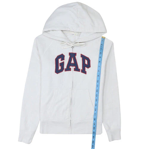 GAP Women's White Full Zip Hoodie XS Cotton Blend Logo Casual - Image 3