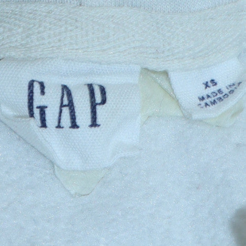 GAP Women's White Full Zip Hoodie XS Cotton Blend Logo Casual - Image 5
