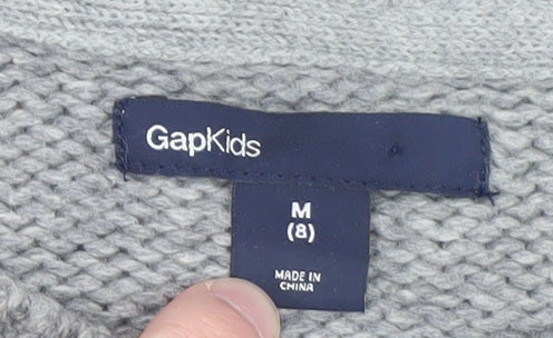 GapKids Boys Grey Penguin Jumper Medium (8) Crew Neck Winter Knit - Image 4