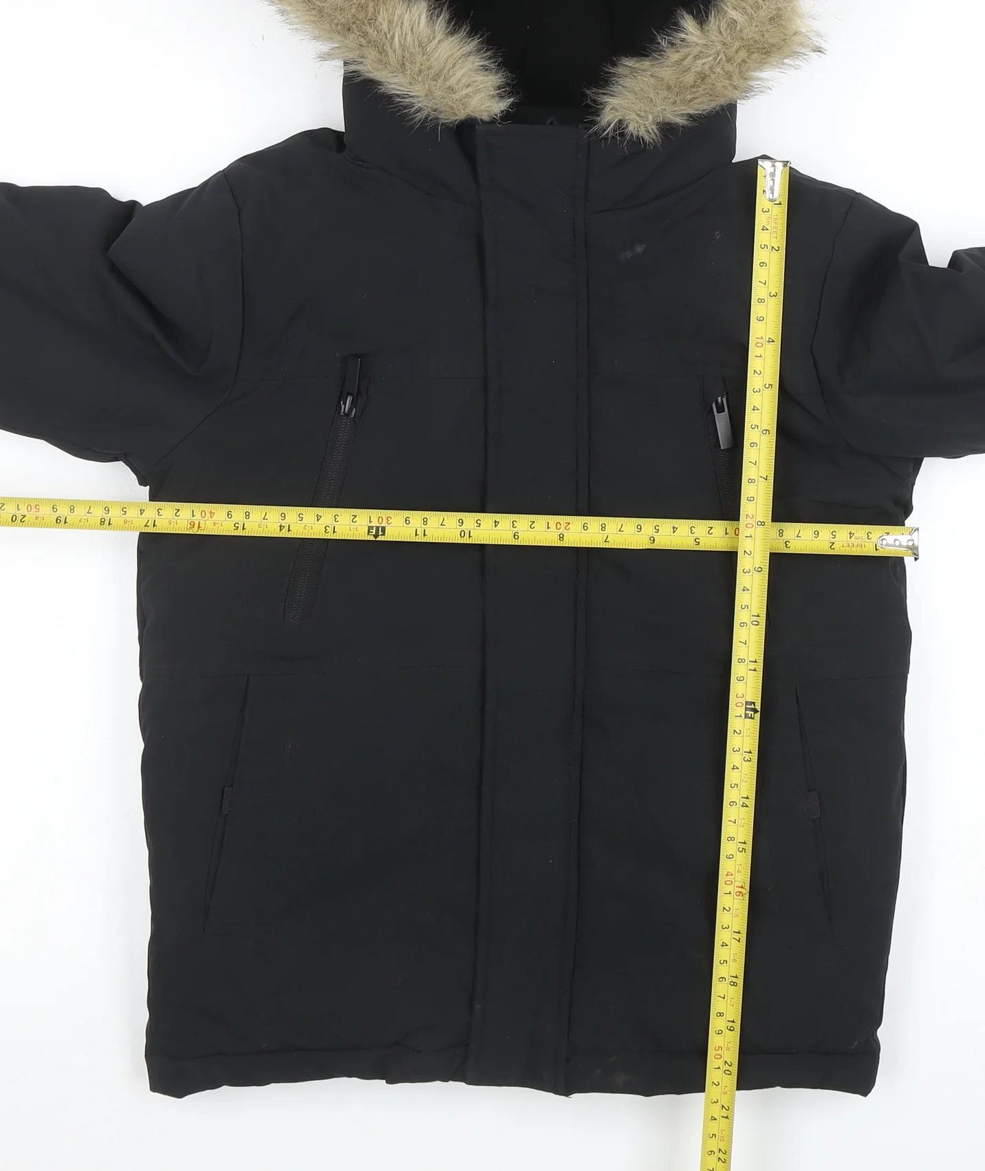 George Boys Black Hooded Faux Fur Trim Winter Parka Coat 8-9 Years - Image 2