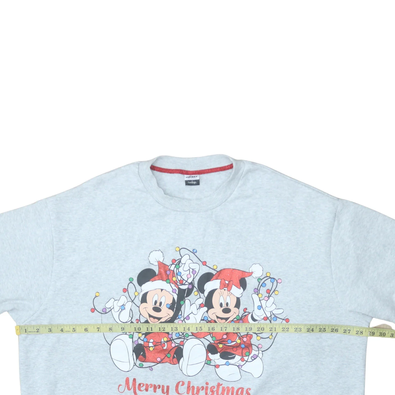 George Disney Women's Grey 2XL Mickey & Minnie Christmas Sweatshirt - Image 2