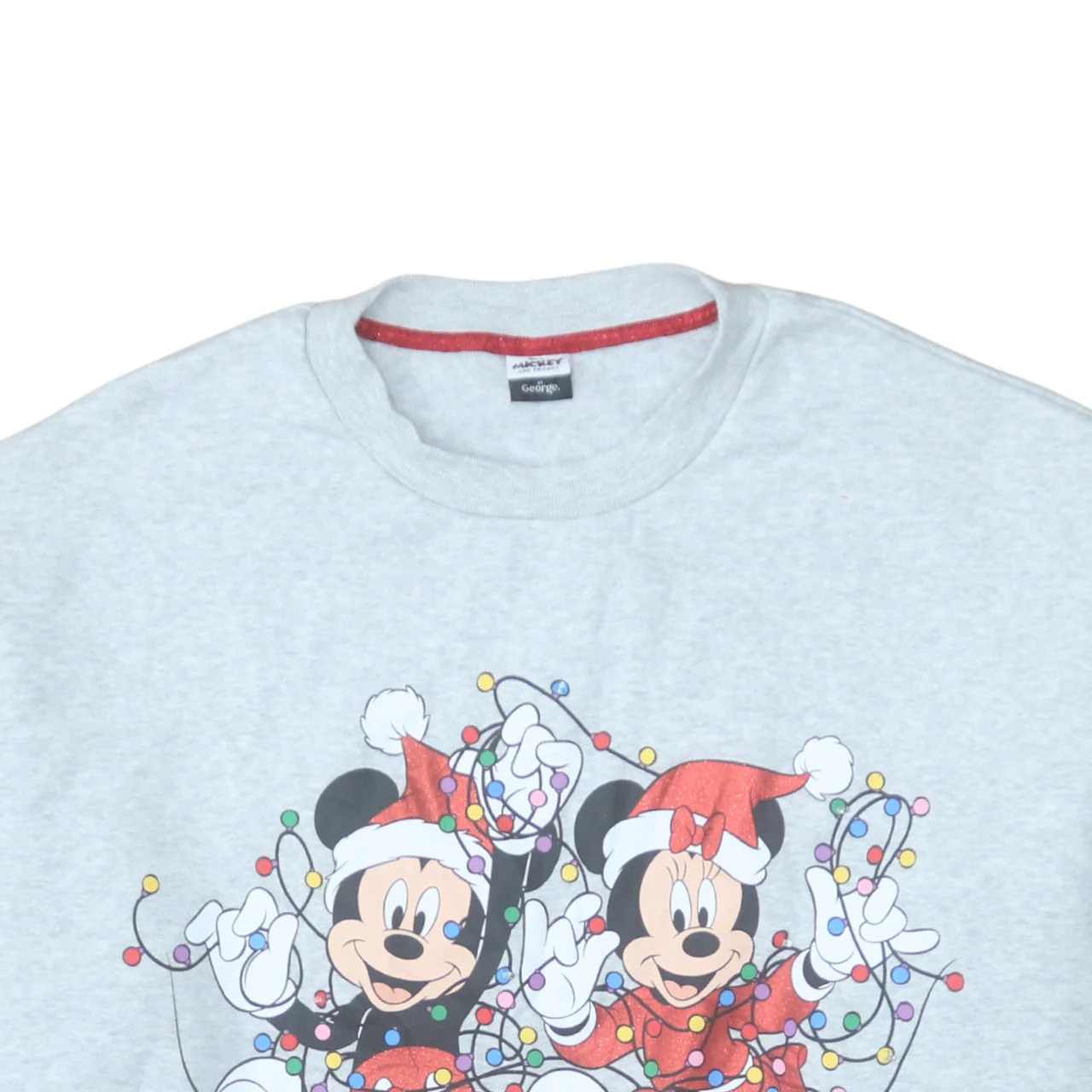 George Disney Women's Grey 2XL Mickey & Minnie Christmas Sweatshirt - Image 8