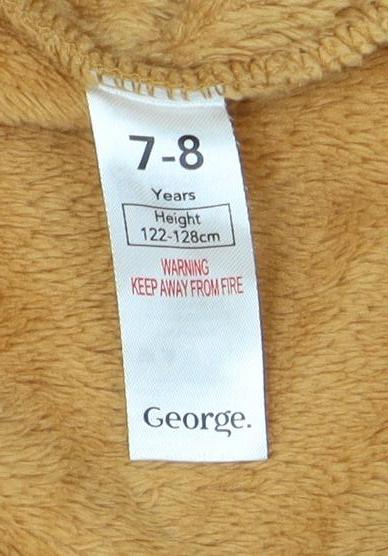 George Girls Brown Pudsey Bear Fleece One Piece 7-8 Years Hooded Pyjamas - Image 4