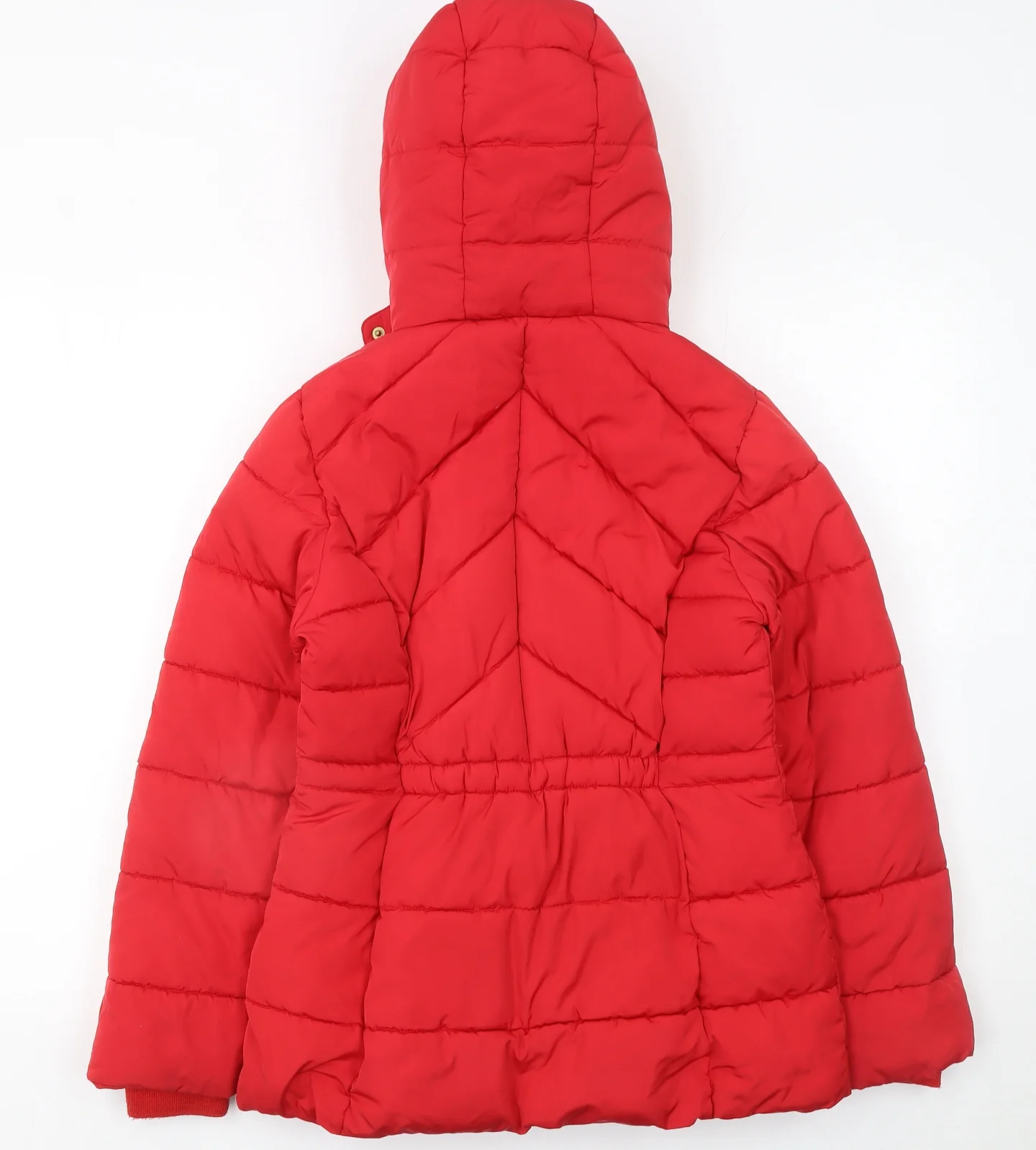 George Girls Red Puffer Jacket 11-12 Years Hooded Winter Coat - Image 3