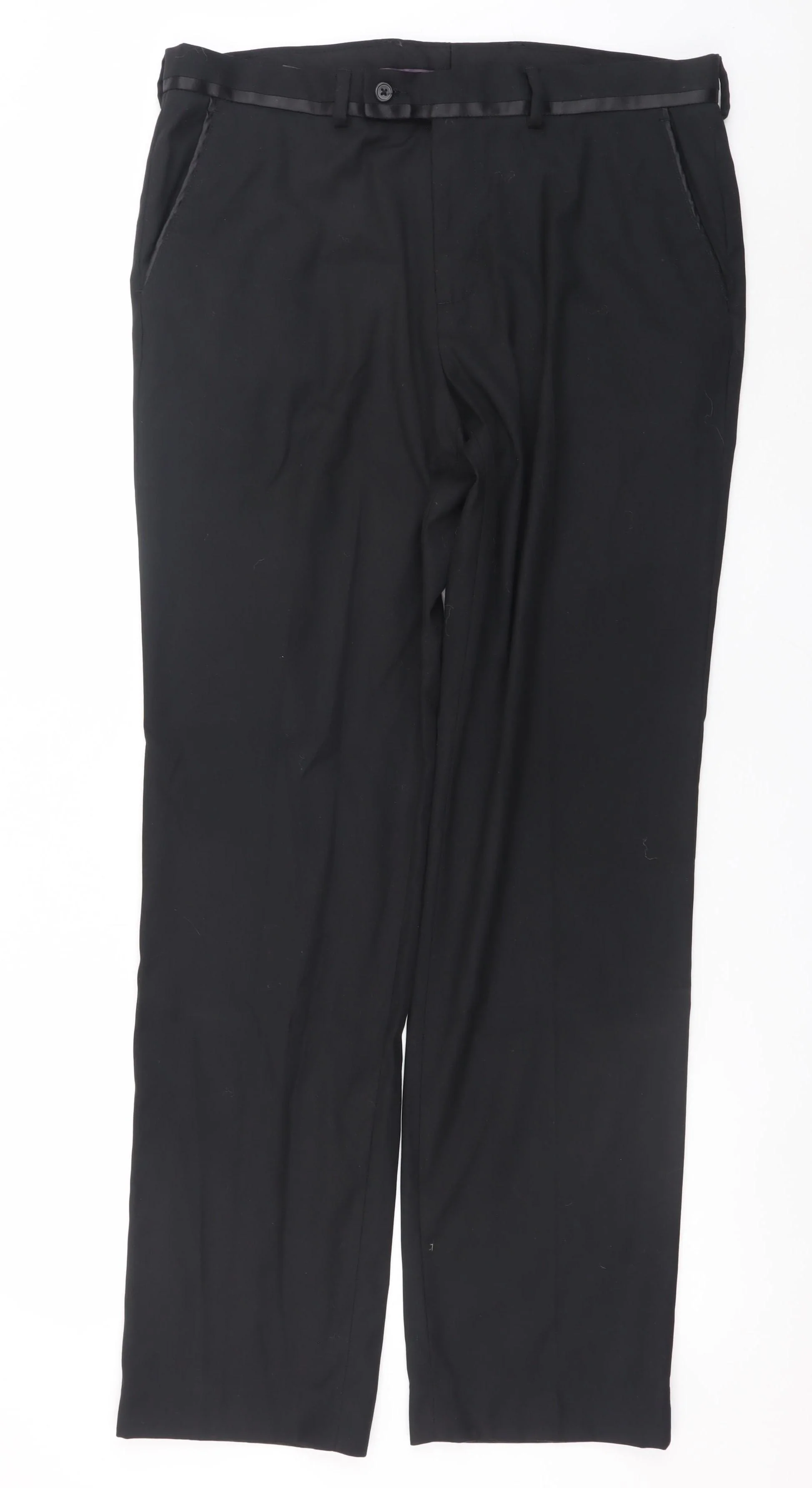 George Men's Black Regular Fit Dress Pants 33W 33L Formal Trousers