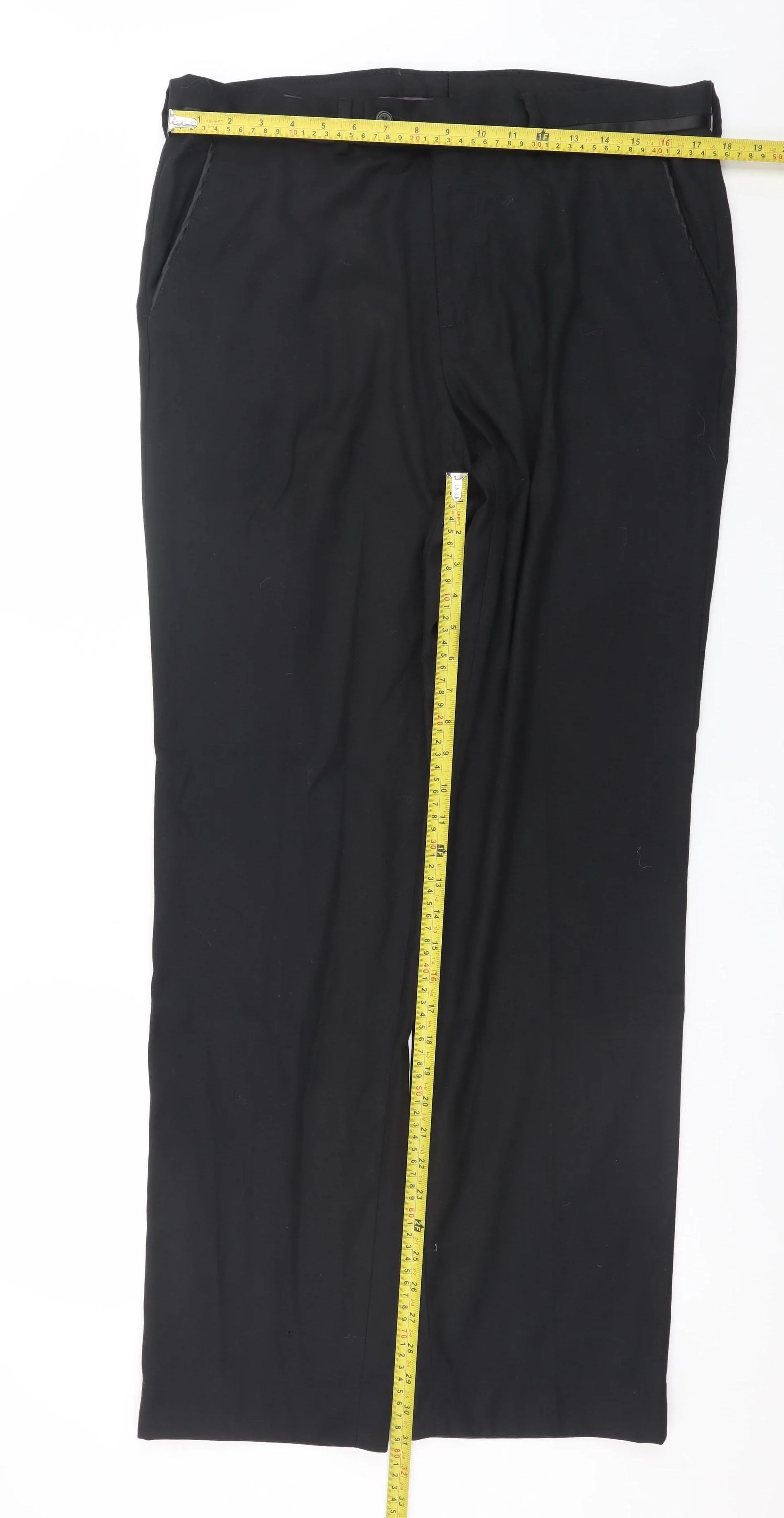 George Men's Black Regular Fit Dress Pants 33W 33L Formal Trousers - Image 2