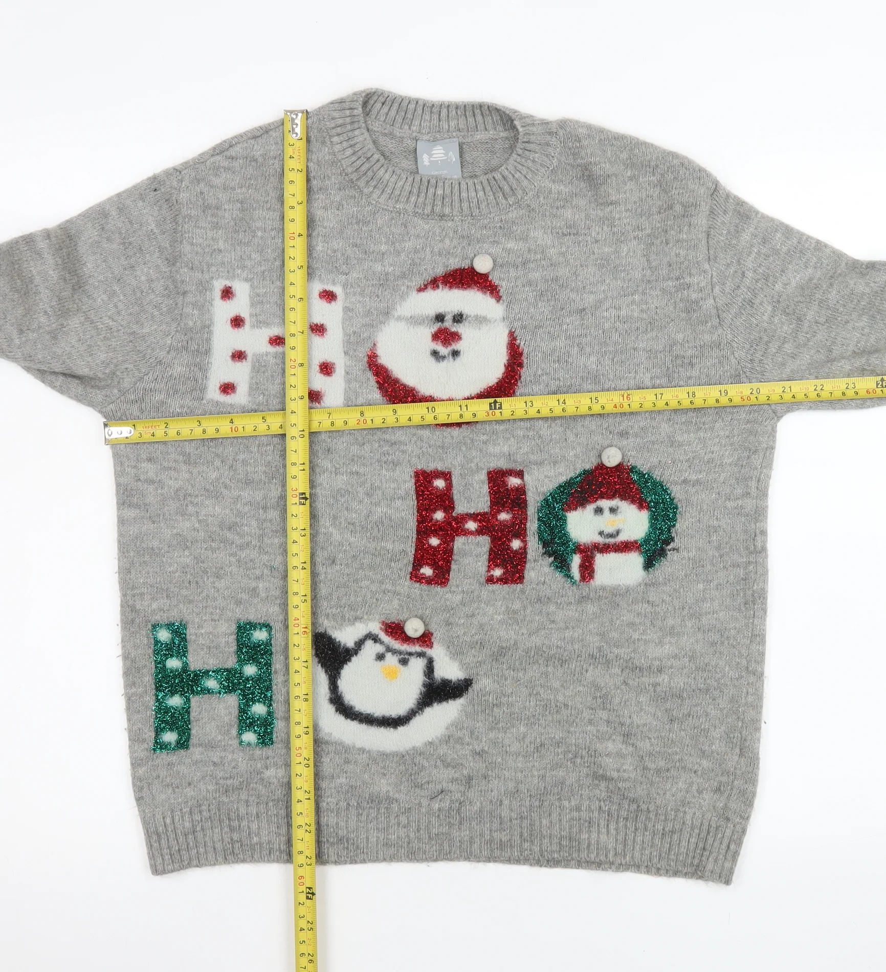 George Mens Grey Christmas Jumper M Santa Snowman Penguin Pullover - Image 2