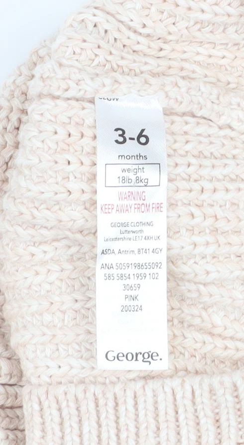 George Unisex Baby Pink Knit Love Jumper 3-6 Months Cotton Pullover - Image 5