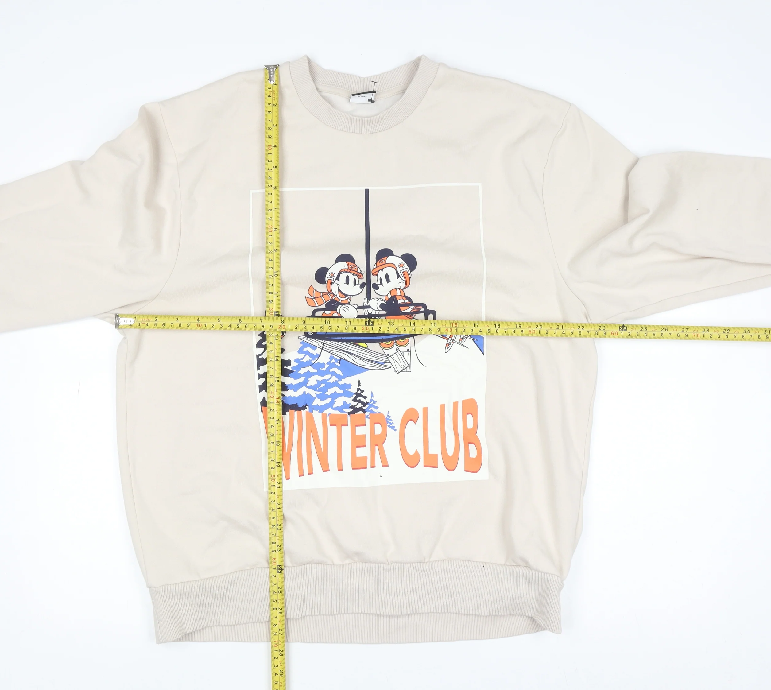 George Women Beige Mickey Mouse Winter Club Pullover Sweatshirt L - Image 2