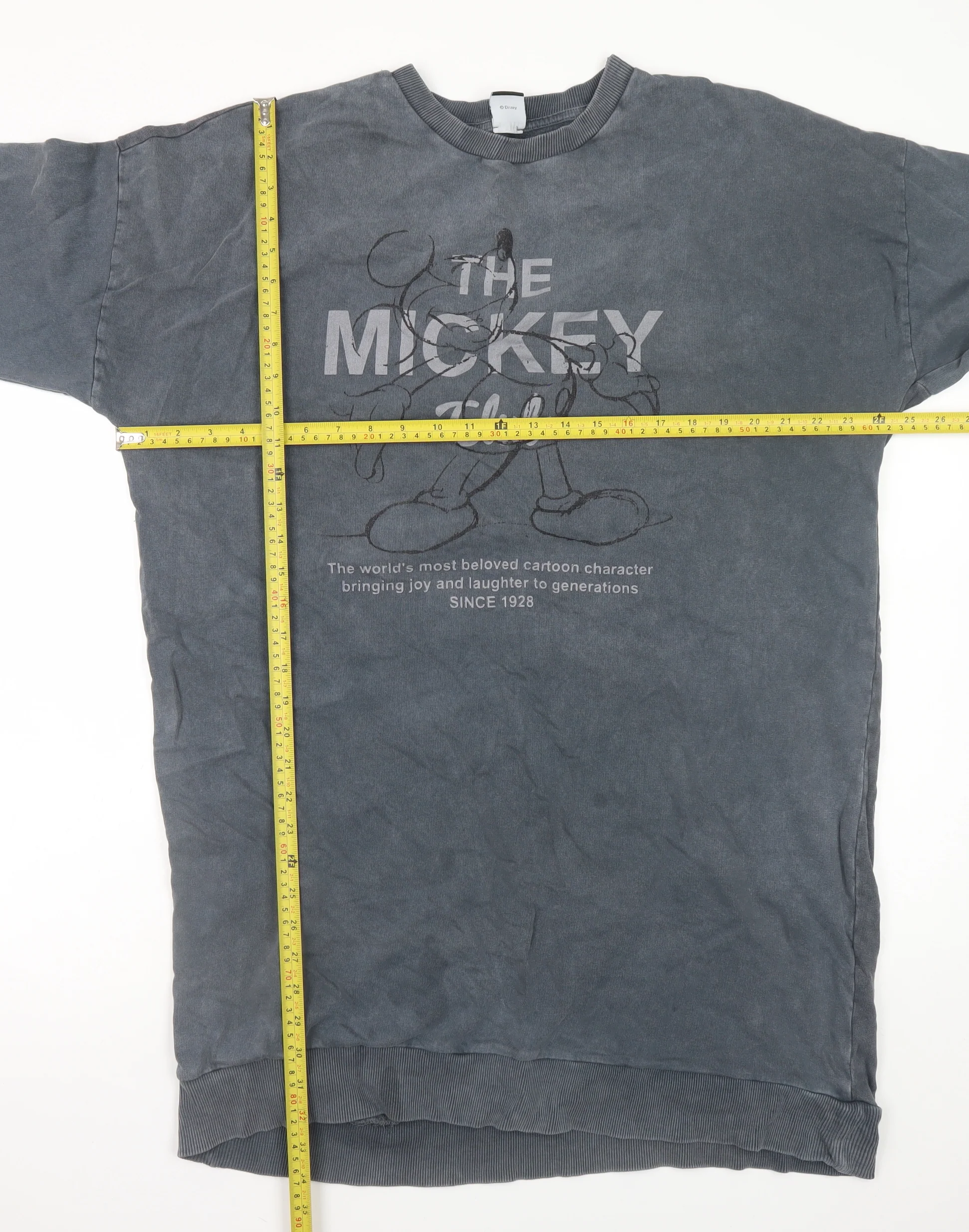 George Women Grey Mickey Mouse Long Sleeve T-Shirt Dress Size 18