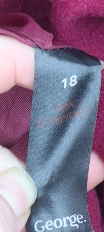 George Women Red Long Overcoat Coat Size 18 Polyester Lined Single-Breasted - Image 4
